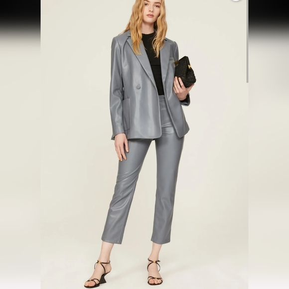 Jonathan Simkhai River Gray Faux Leather Pants Size